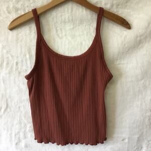 Old Navy Maroon Cropped Rib-Knit Cami Top